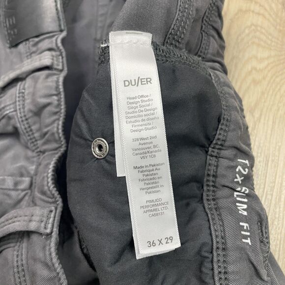 DU/ER Pants Mens 36x29 Gray T2X Slim Fit Jogger Drawstring Elastic Cuff Pockets - Picture 6 of 12